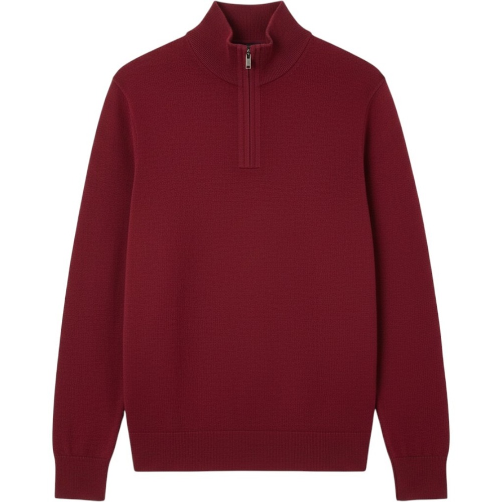Banana Republic Sweater Mens M Red 100% Merino Wool Quarter Zip Mock Neck 486714